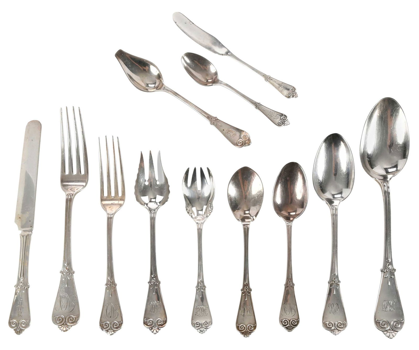 Tiffany Pattern Sterling Flatware, 118 Pieces (1 of 8)