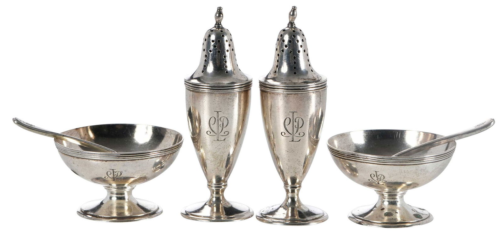 Set of Six Tiffany Individual Sterling Open Salts and Peppers (1 of 8)