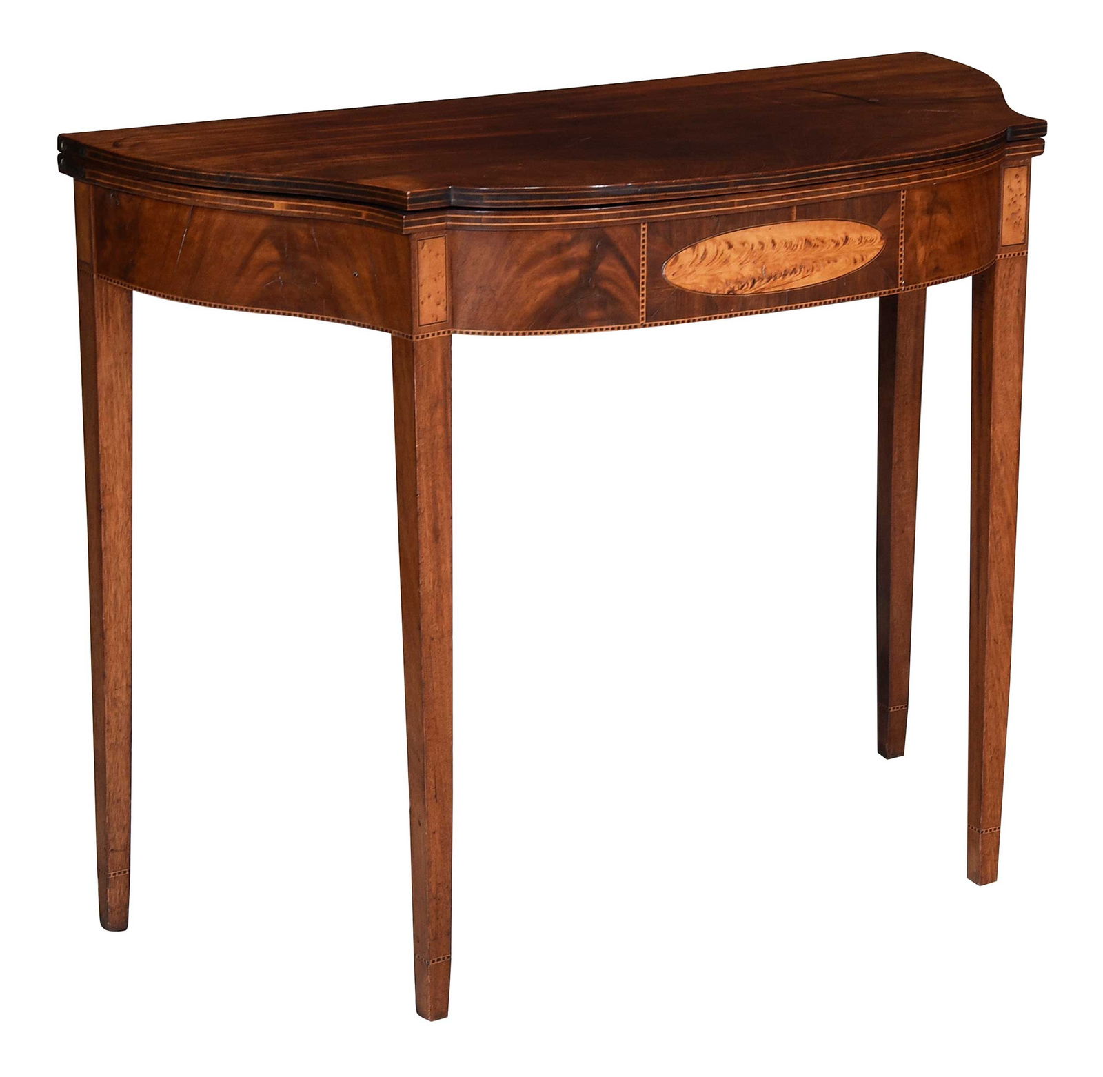 New England Federal Inlaid Figured Mahogany Card Table (1 of 8)
