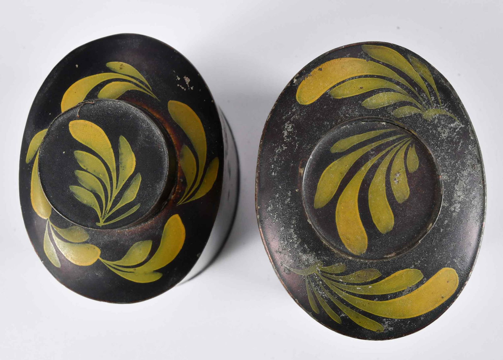 Seven Paint Decorated Black Toleware Objects - 3