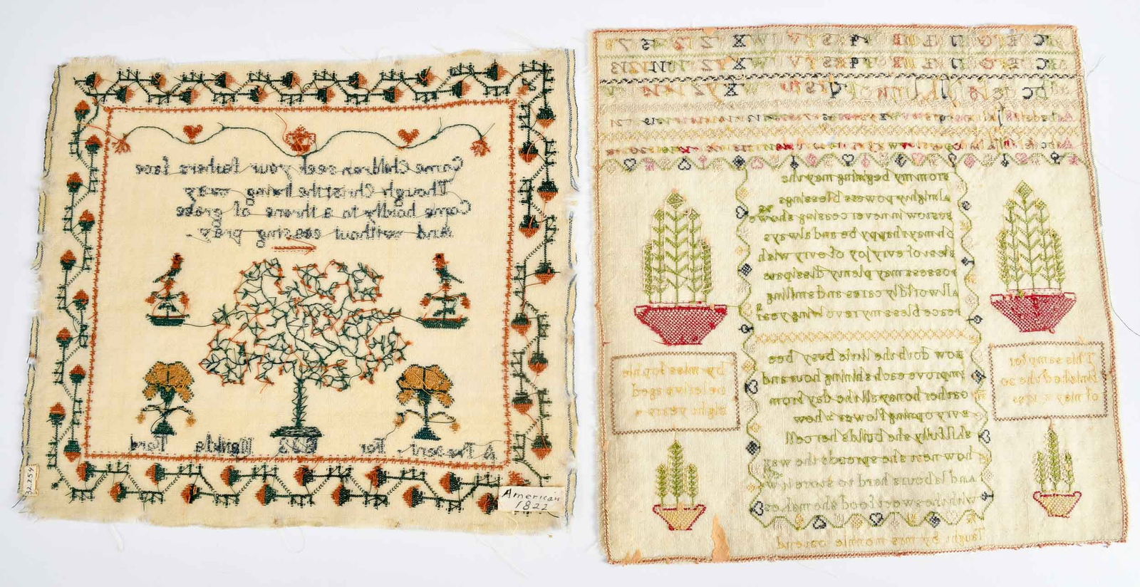 Two American Needlework Samplers - 8