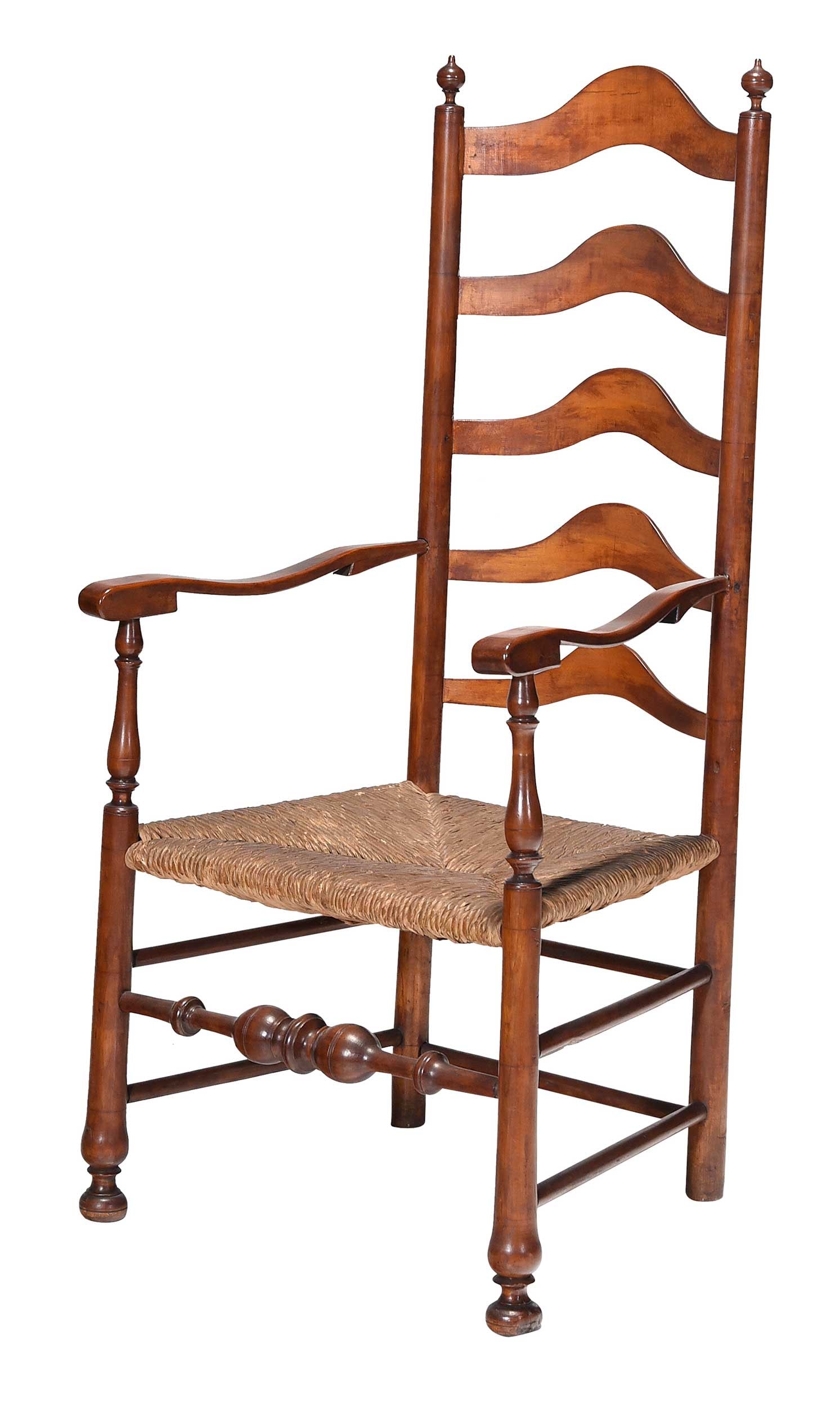 Delaware Valley William & Mary 5-Slat Ladderback Maple Open Armchair (1 of 8)
