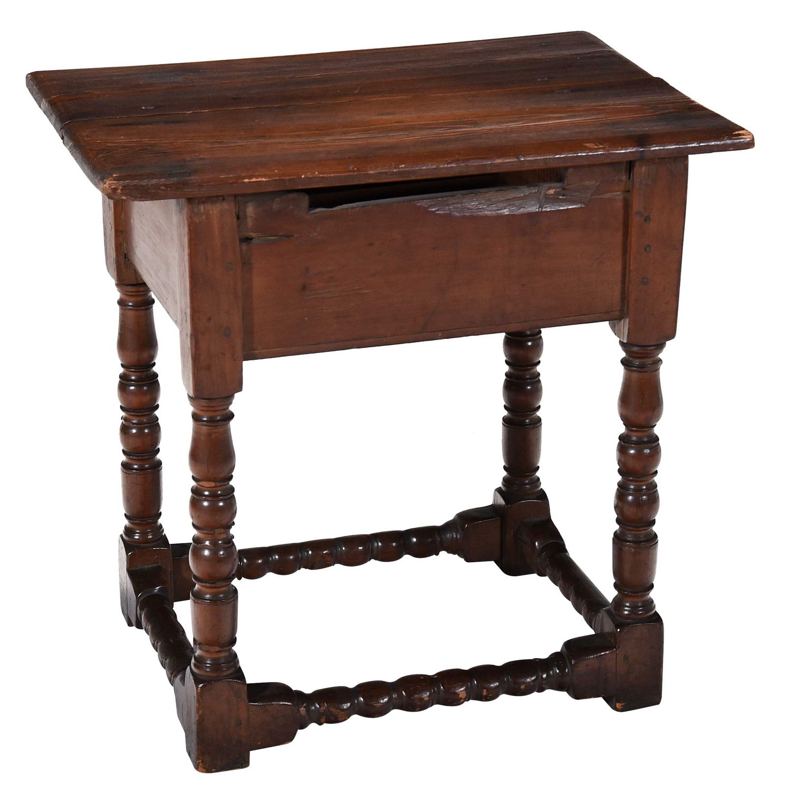 Diminutive Tavern Table, C.V. Sanborn Provenance: possibly Continental, early 18th century, mixed woods, 24 x 24 x 17 in.Provenance: Acquired by the Tilton Family, Monmouth County, NJ circa 1750; by descent in the family to Mrs. C.V. Sanborn of