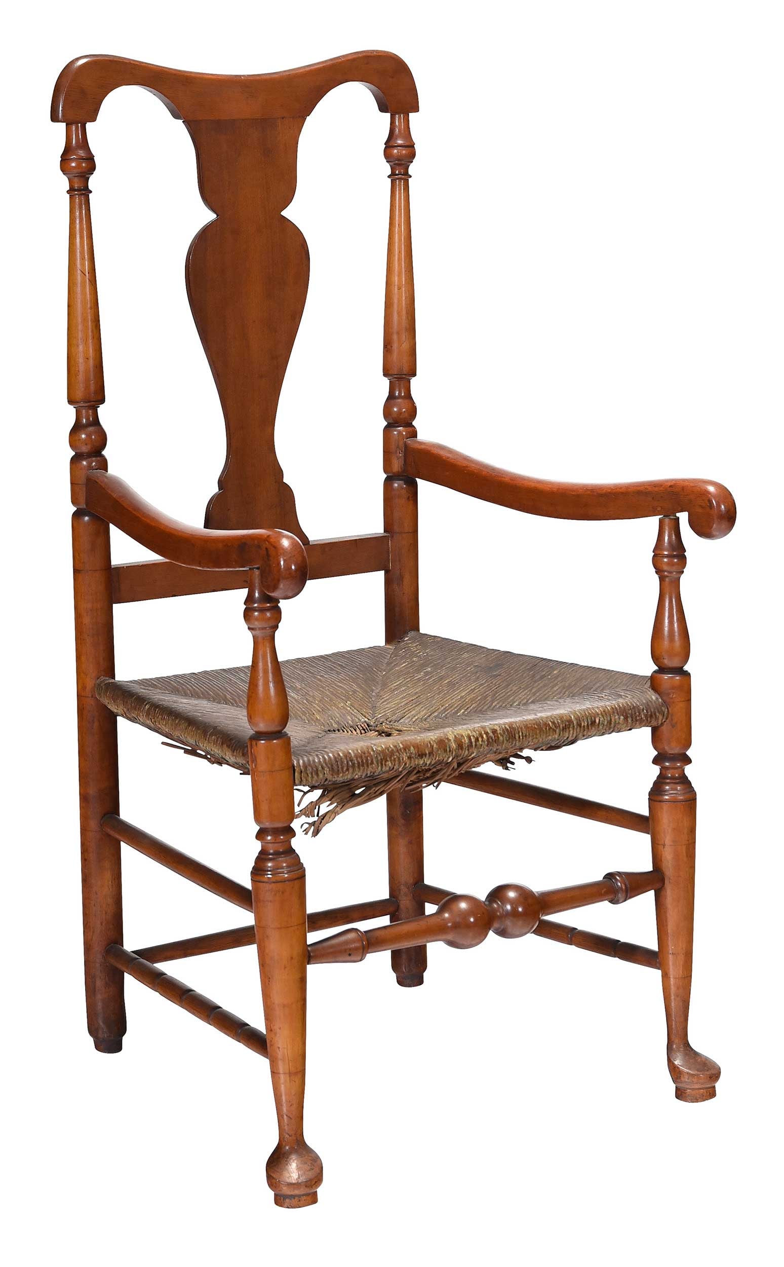 New York Queen Anne Maple Rush Seat Armchair, Garvan Provenance (1 of 12)