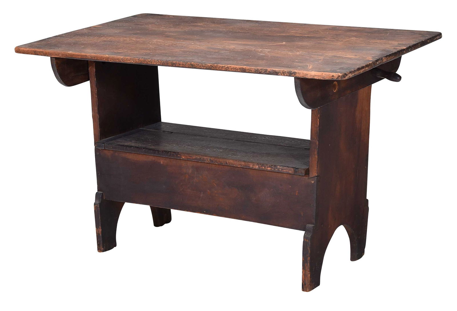 Unusually Small Early American Pine Settle Table With Fine Historic Surface (1 of 10)