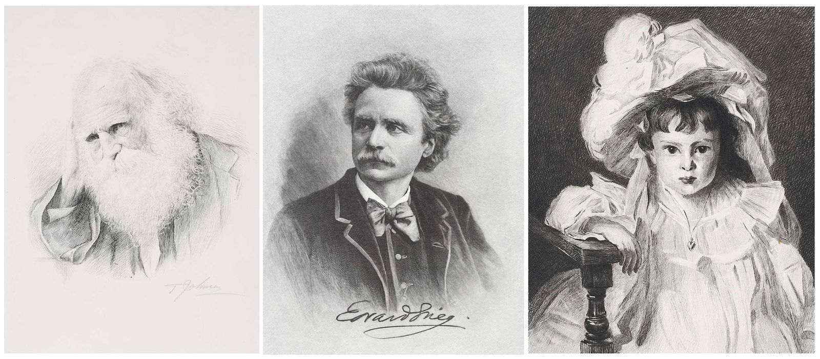 Thomas Johnson, 23 Etchings and Engravings: (American/England, 1843-1904) Mostly portraits, a palm, after paintings, most signed in pencil "T. Johnson", includes: Nathaniel Hawthorne, William Cullen Bryant, President McKinley, inscribed "only s