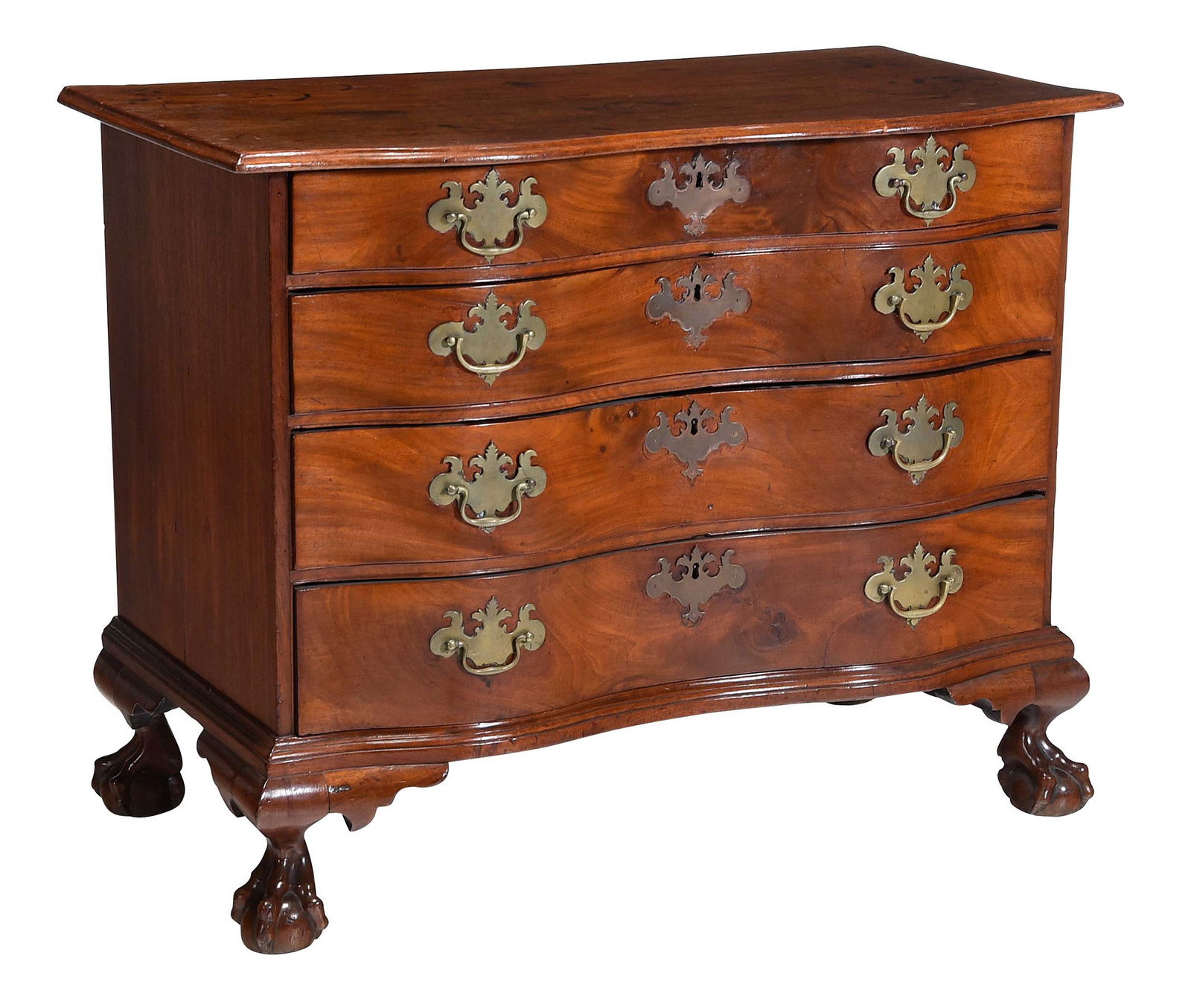 American Chippendale Mahogany Serpentine Chest of Drawers (1 of 11)