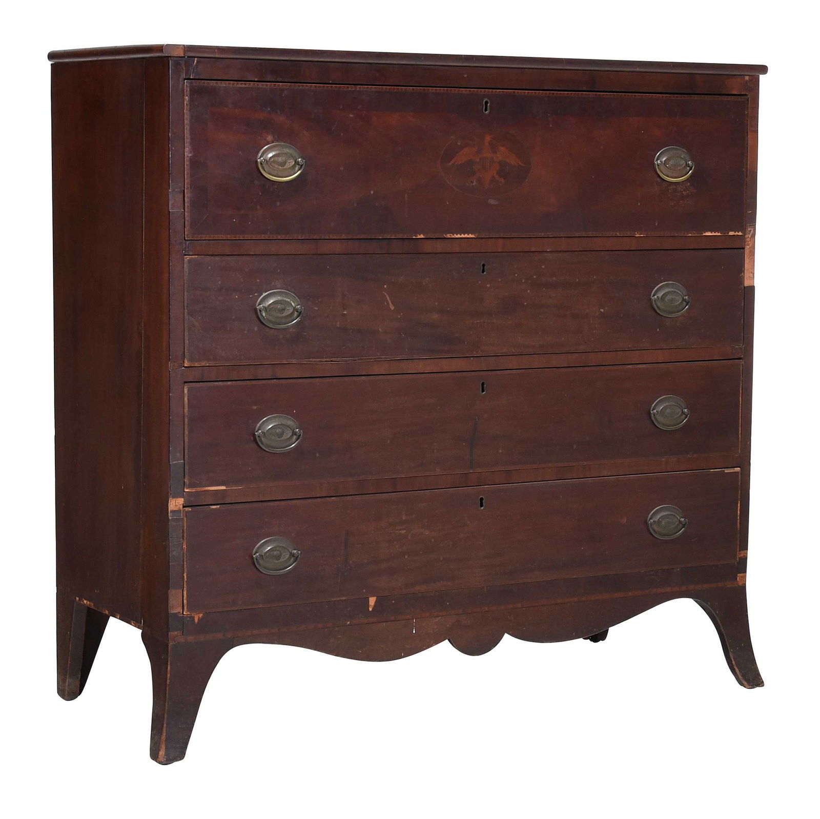 American Federal Eagle Inlaid Figured Mahogany Chest (1 of 12)