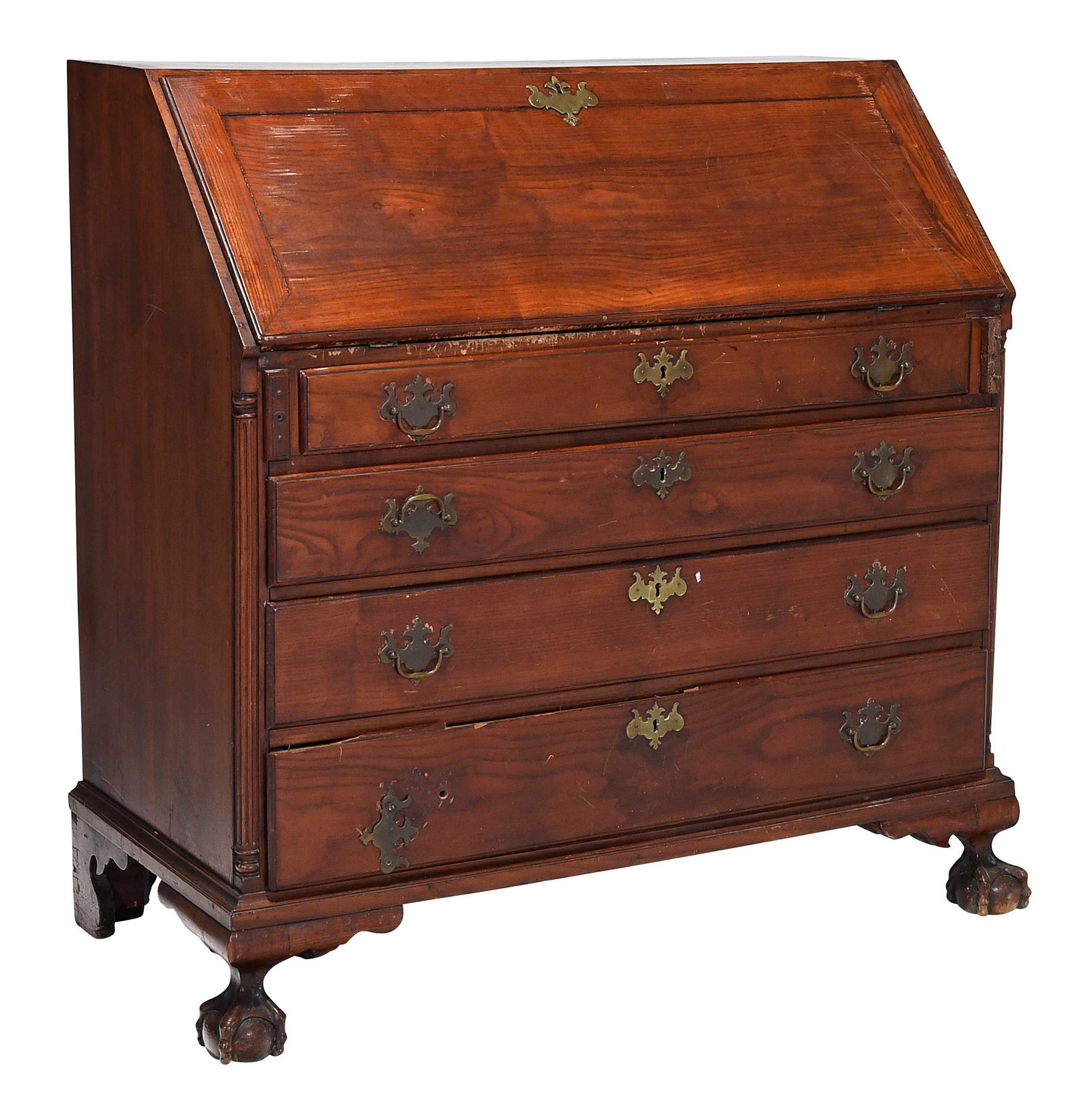 Unusual Chippendale Carved Slant Front Desk (1 of 17)