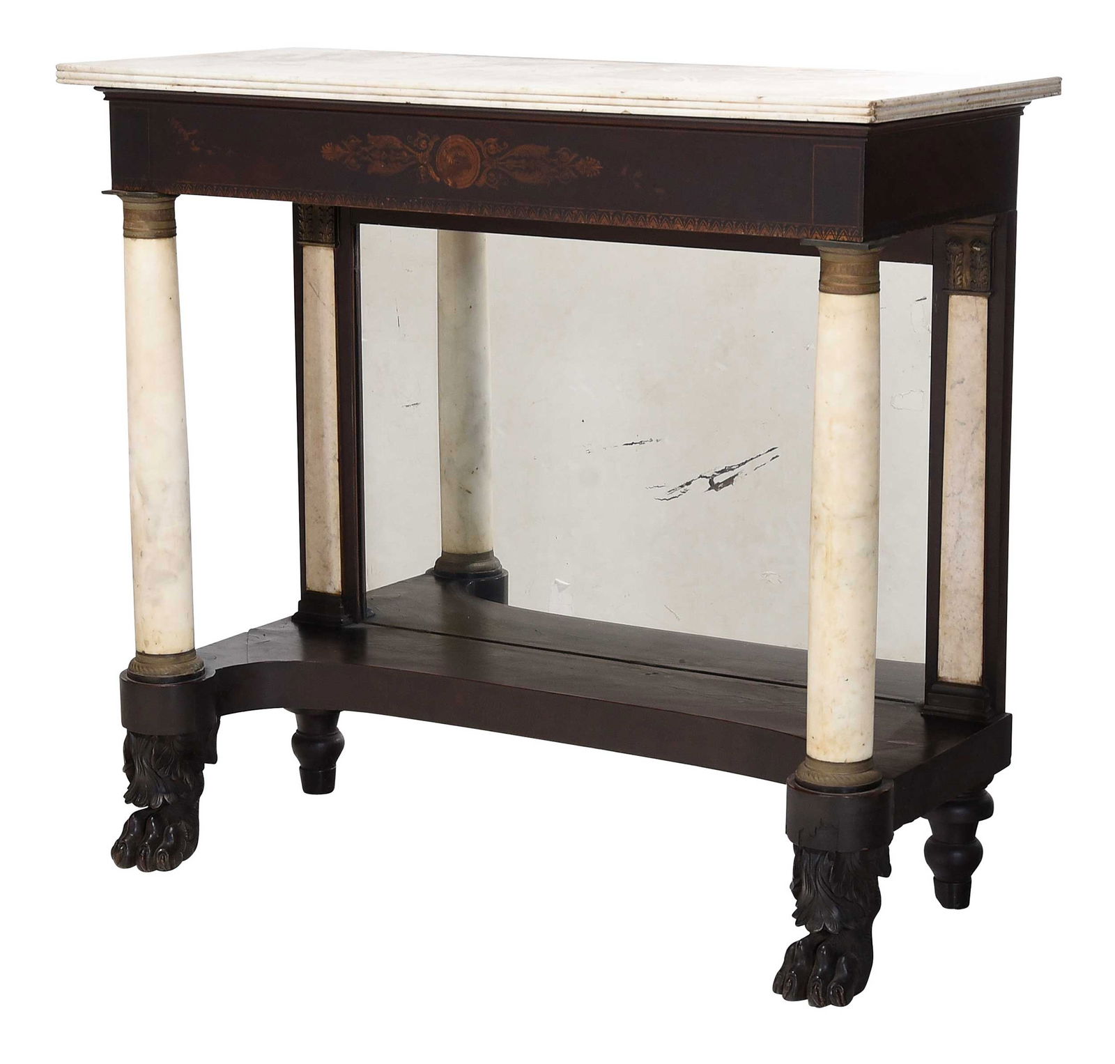 American Classical Figured Mahogany and Marble Pier Table (1 of 16)