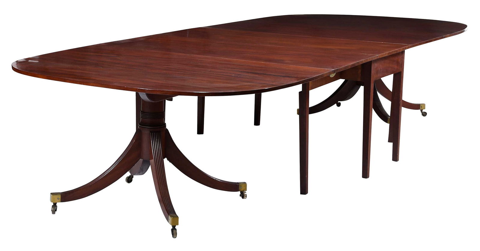 Fine Federal Figured Mahogany Three Part Dining Table (1 of 12)