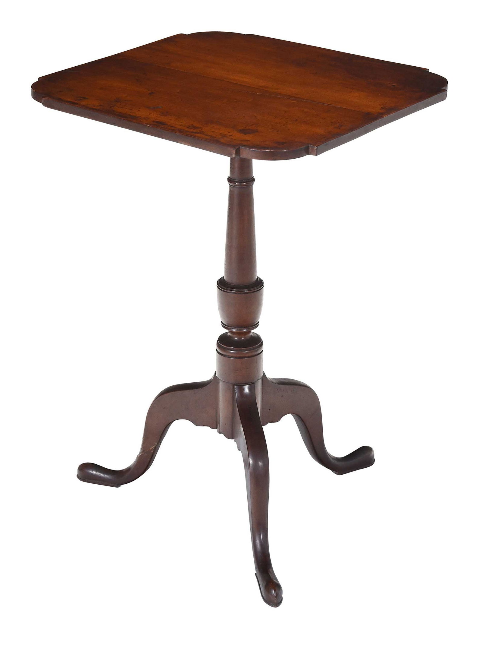 American Federal Cherry Candle Stand: late 18/early 19th century, cherry throughout, turned standard and tripod base, 25-1/2 × 17-1/2 × 18 in.Provenance: Purchased from Harry B. Weil of New York, NY, on November 29, 1929;