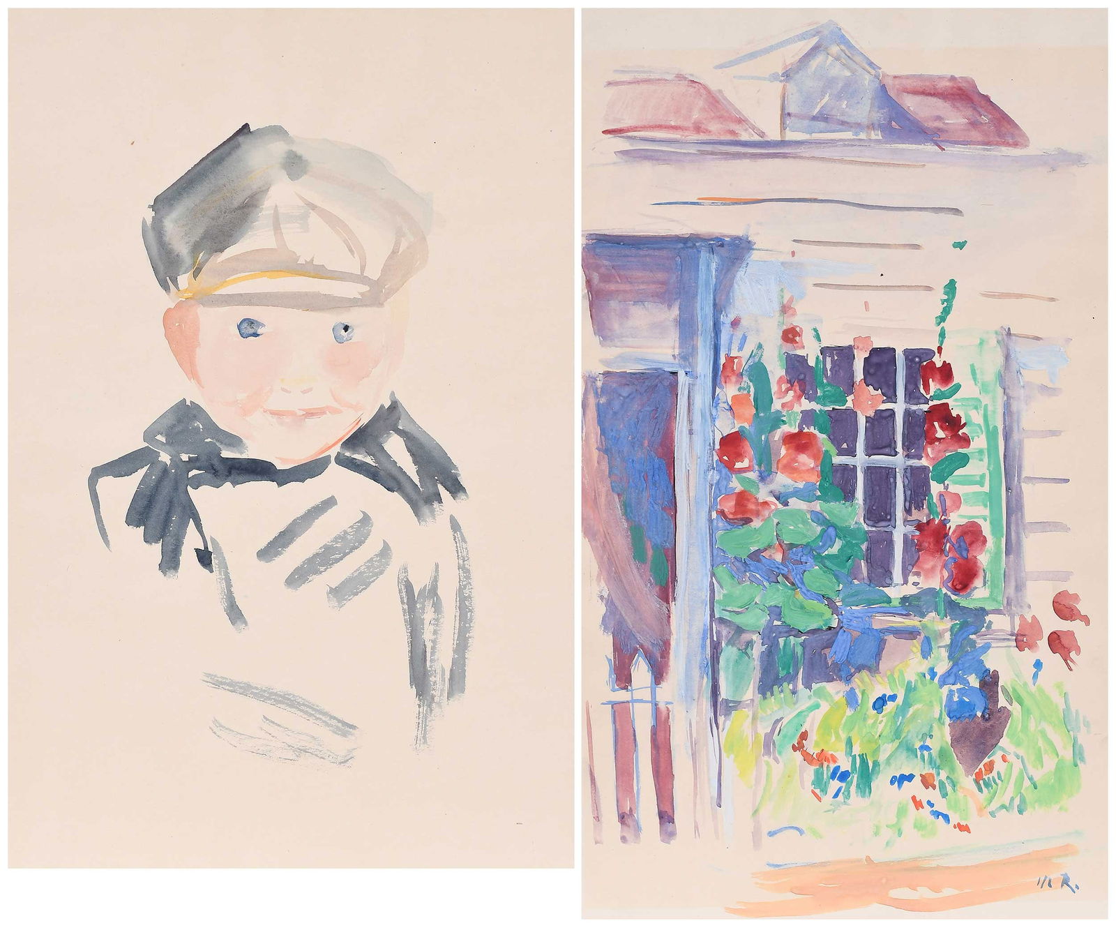 Mary Gamble Rogers, Two Watercolors: (American, 1882-1920) A Little American, circa 1919, inscribed verso "no. 98, A Little American, Maggie Rogers" (possibly in artist's hand), accompanied by artist label in same handwriting, watercolor