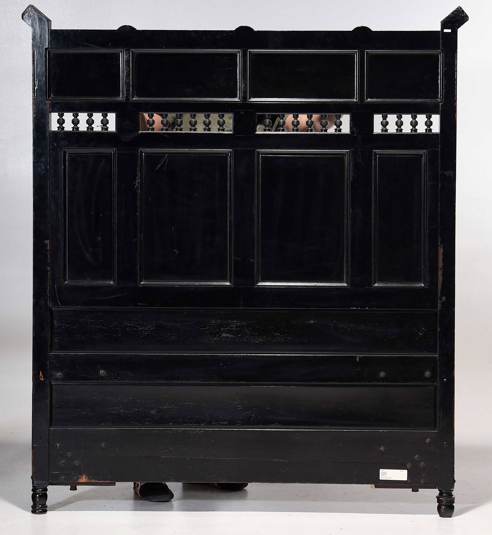 Aesthetic Movement Inlaid and Parcel Gilt Ebonized Bed, Possibly Herter - 12