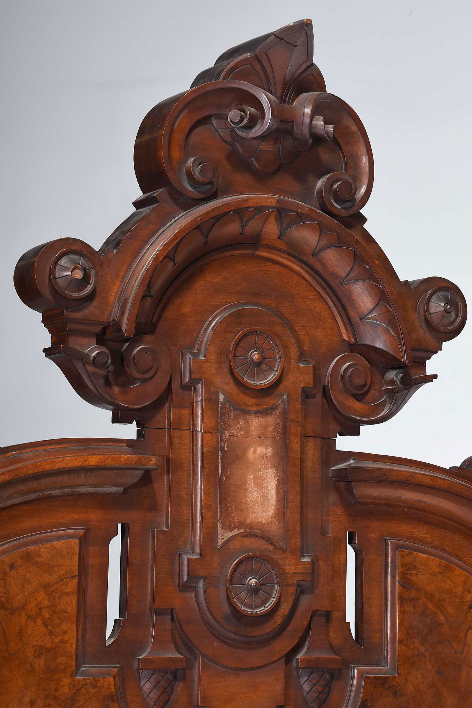 Renaissance Revival Carved and Figured Walnut Bed, Thomas Brooks Attributed - 2