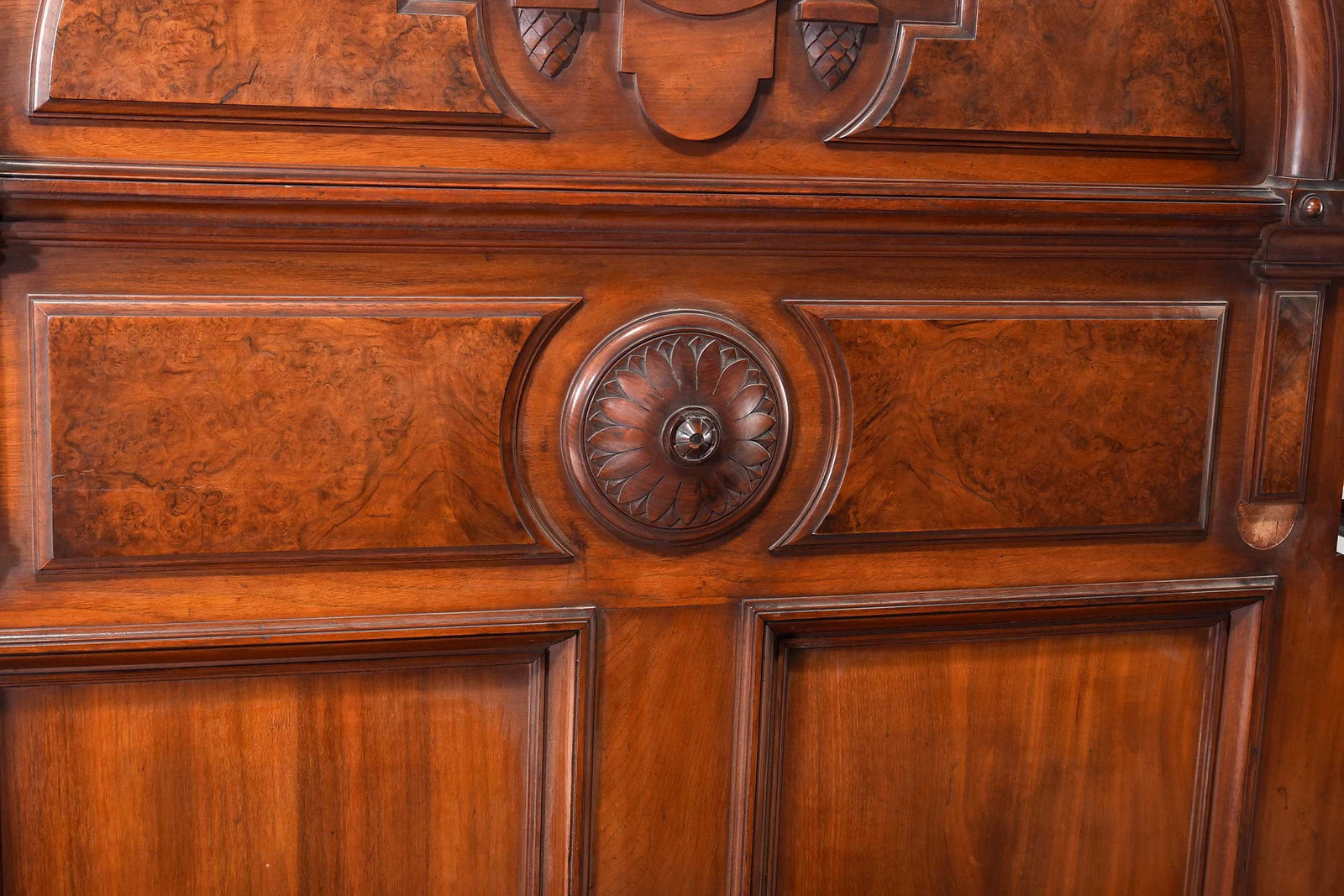 Renaissance Revival Carved and Figured Walnut Bed, Thomas Brooks Attributed - 5