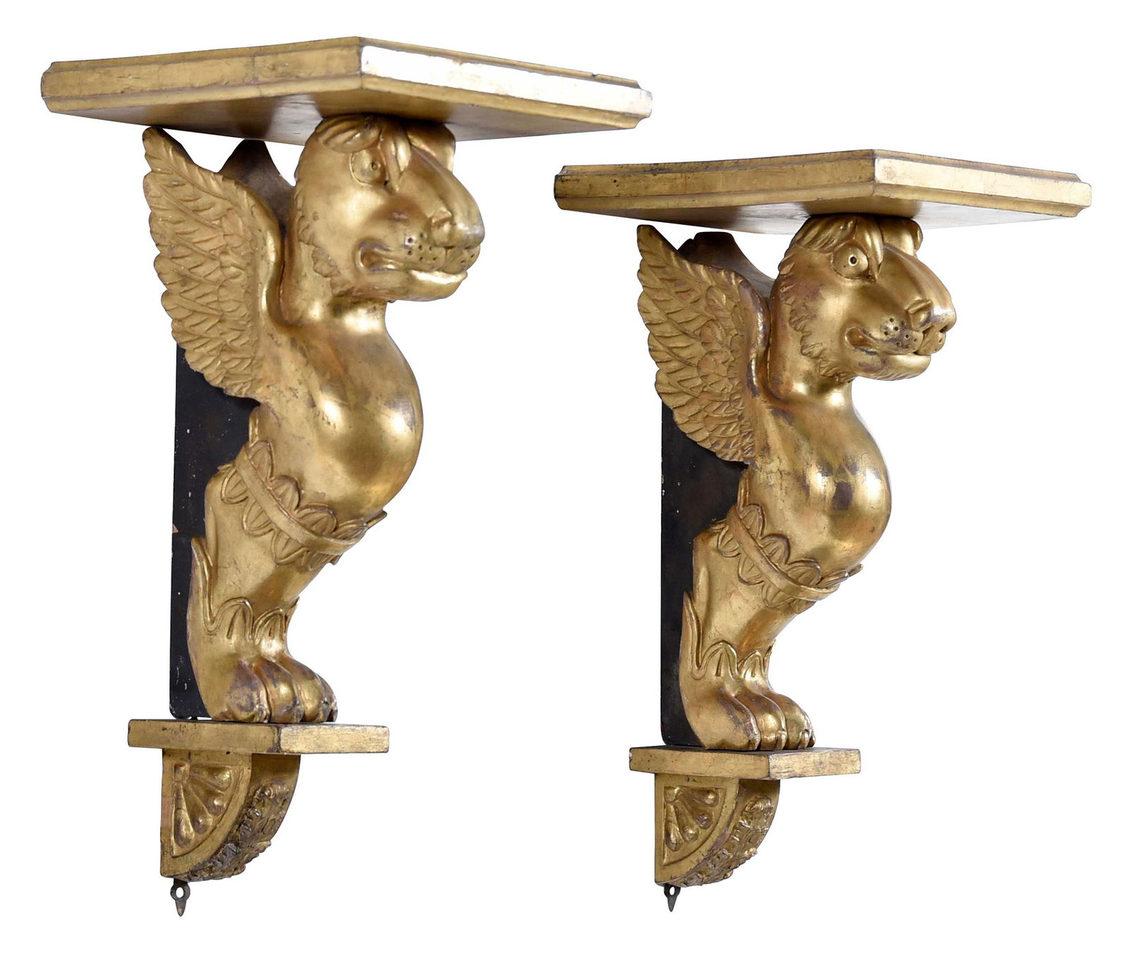 Very Rare Pair of Classical Carved and Gilt Wood Lion Form Wall Brackets, Drinker Provenance (1 of 15)