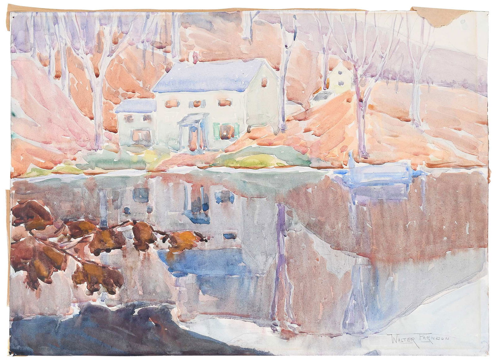 Walter Farndon: (American, 1876-1964)The Pond, circa 1930, signed lower right, "Walter Farndon" watercolor on paper, 14-1/8 x 19-5/8 in.; unmatted, unframedProvenance: Property from the Brooklyn Museum