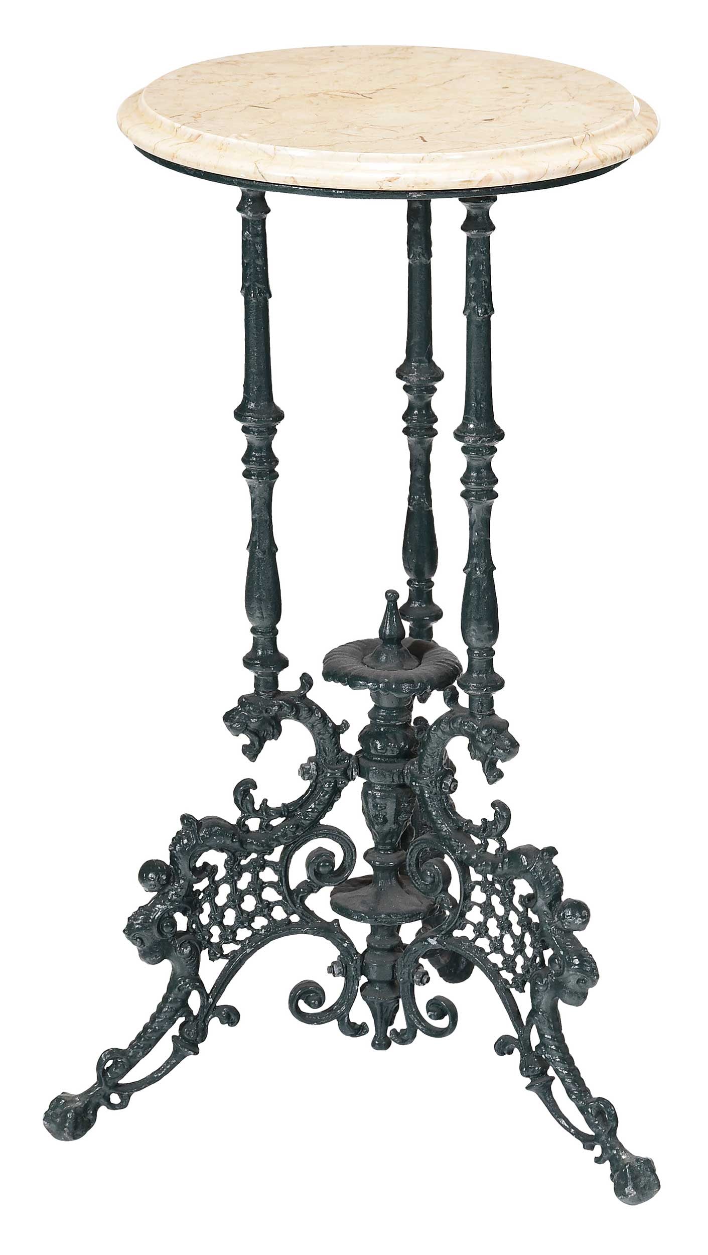 Coalbrookdale Style Green Painted Cast Iron Marble Top Table (1 of 5)