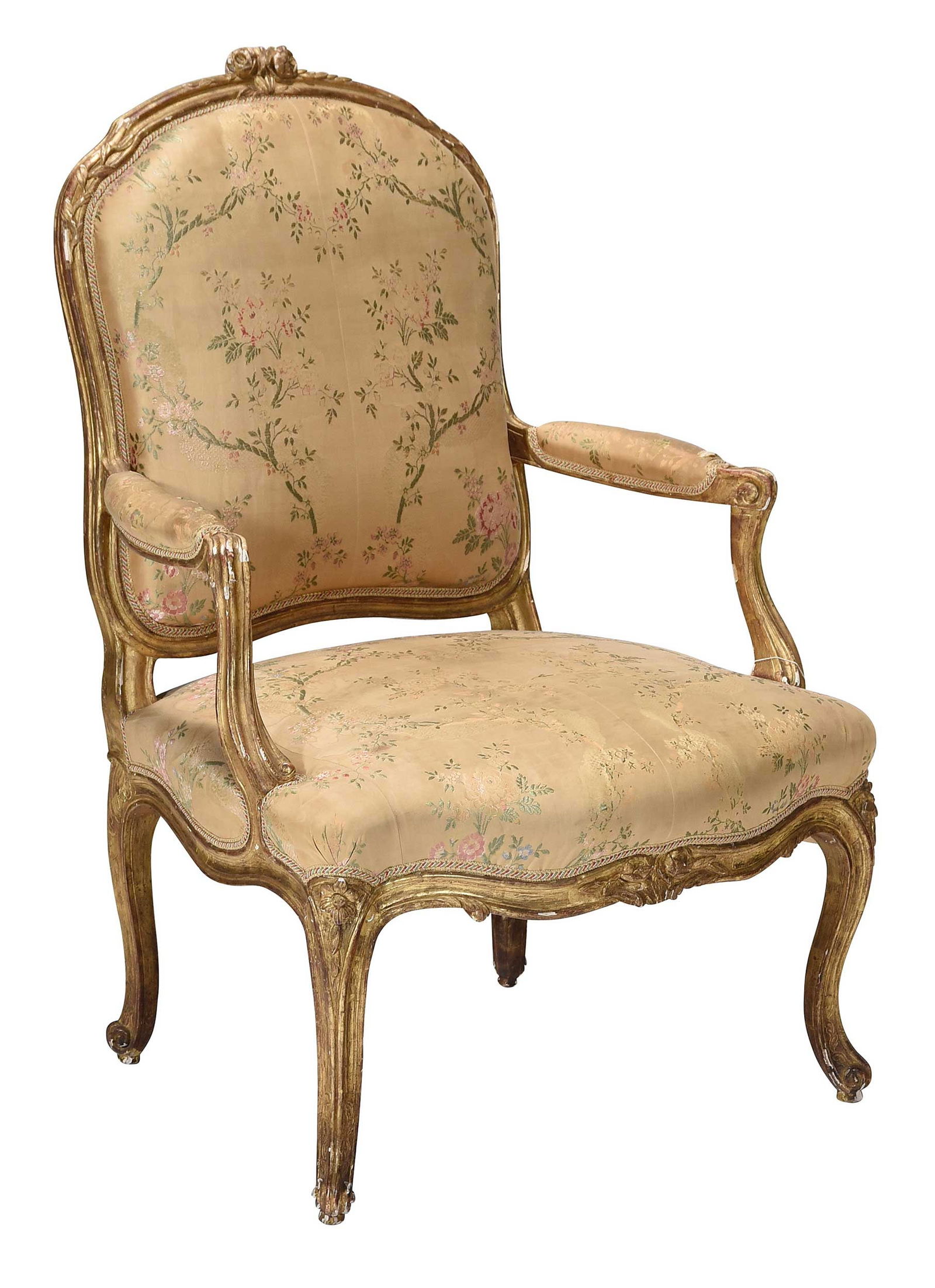 Louis XV Carved and Gilt Fauteuil, Attributed to Pierre Brizard (1 of 6)