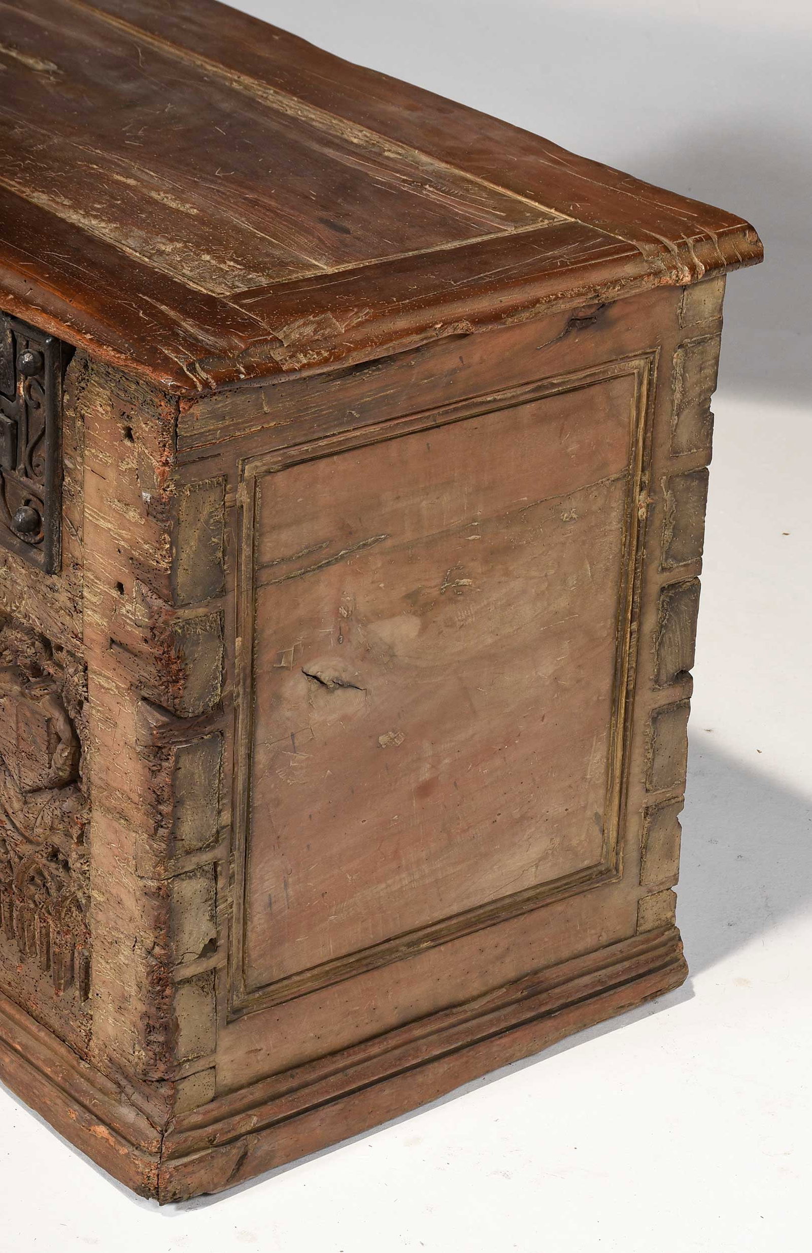 Rare Gothic Tracery Carved and Iron Mounted Coffer - 17