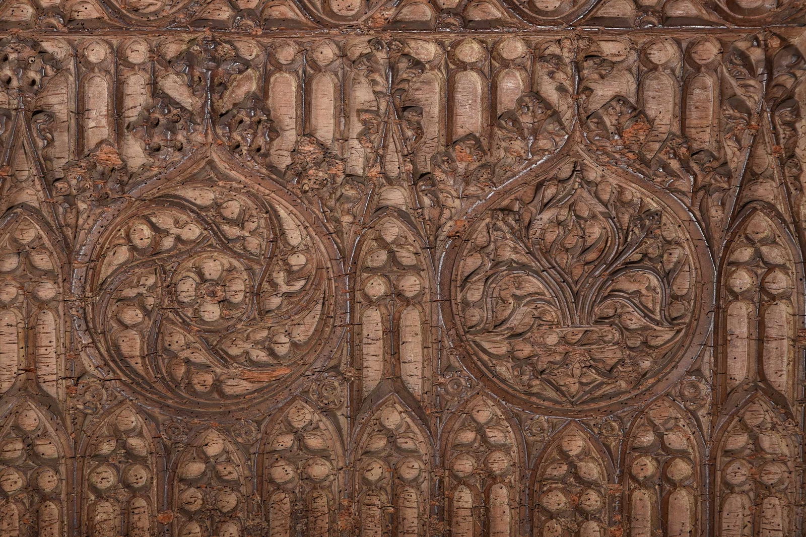 Rare Gothic Tracery Carved and Iron Mounted Coffer - 4