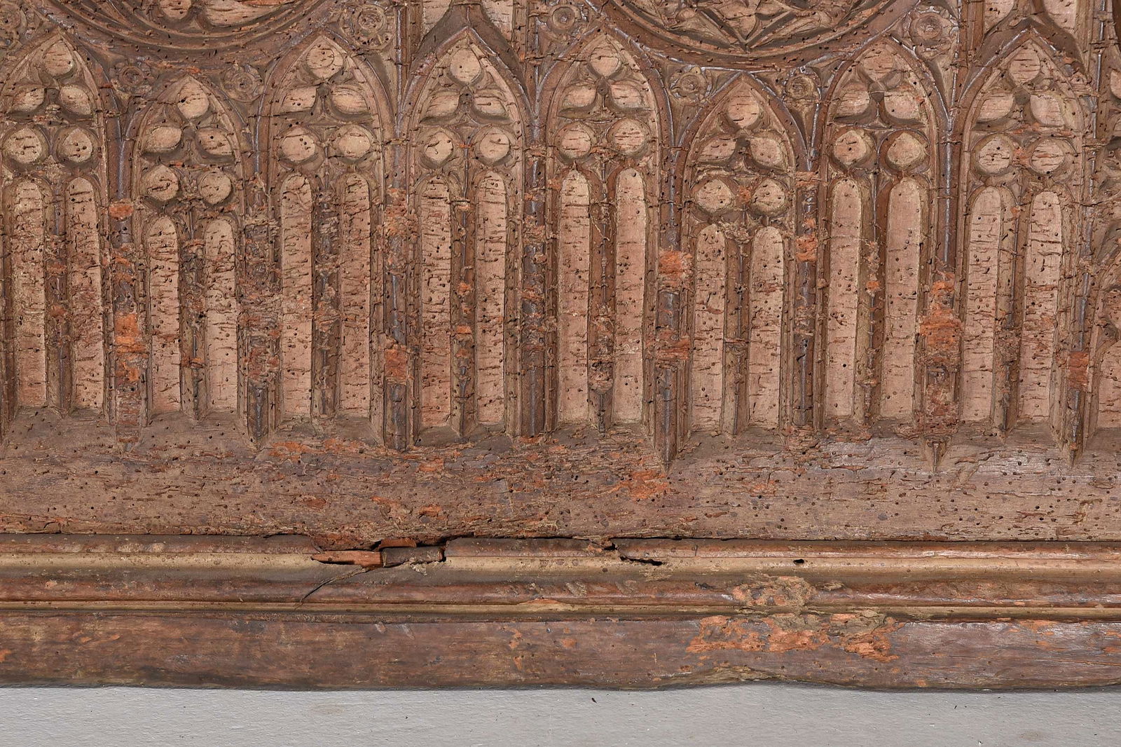 Rare Gothic Tracery Carved and Iron Mounted Coffer - 7