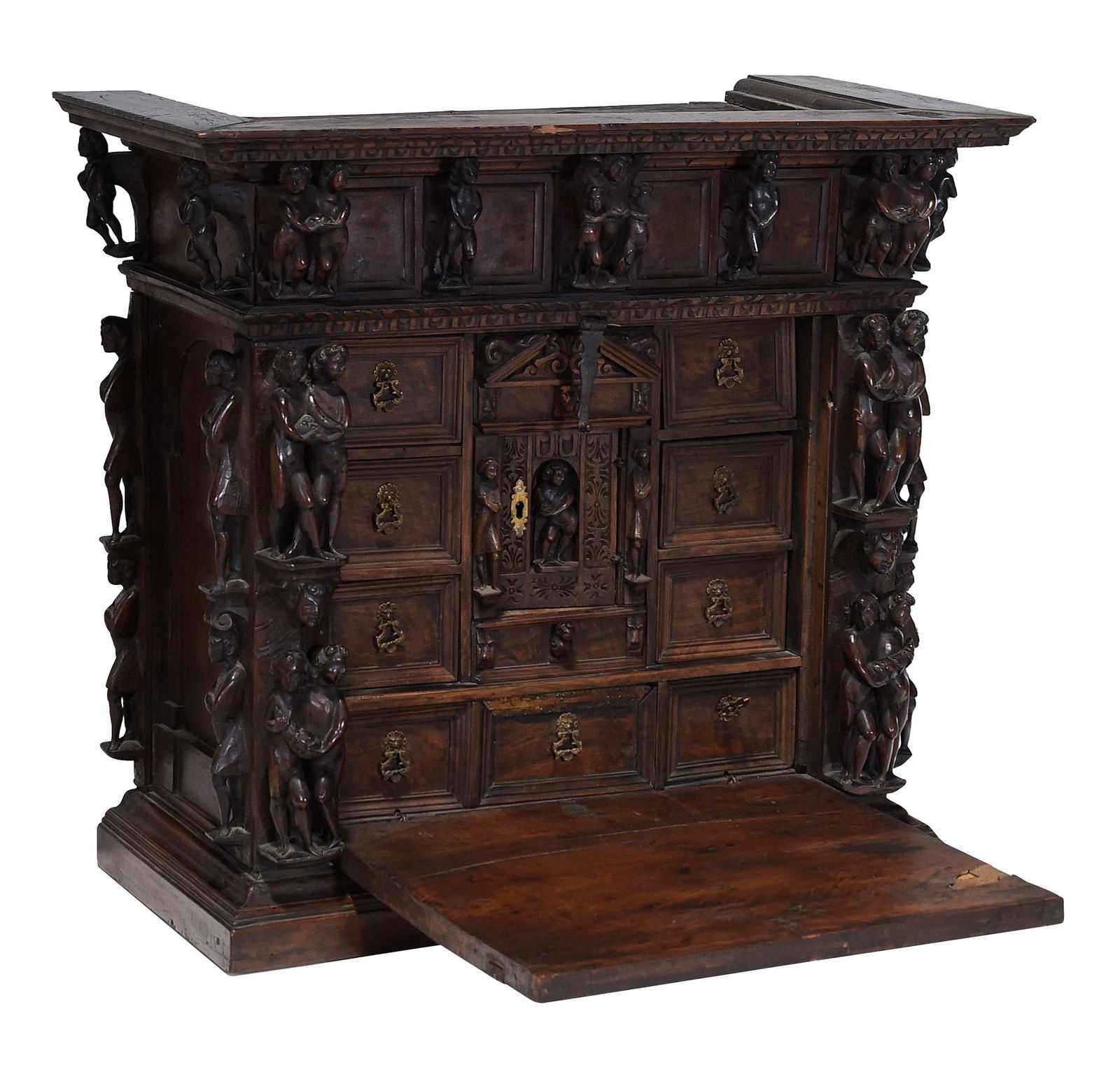 Fine Italian Baroque Figural Carved Valuables Cabinet (1 of 10)