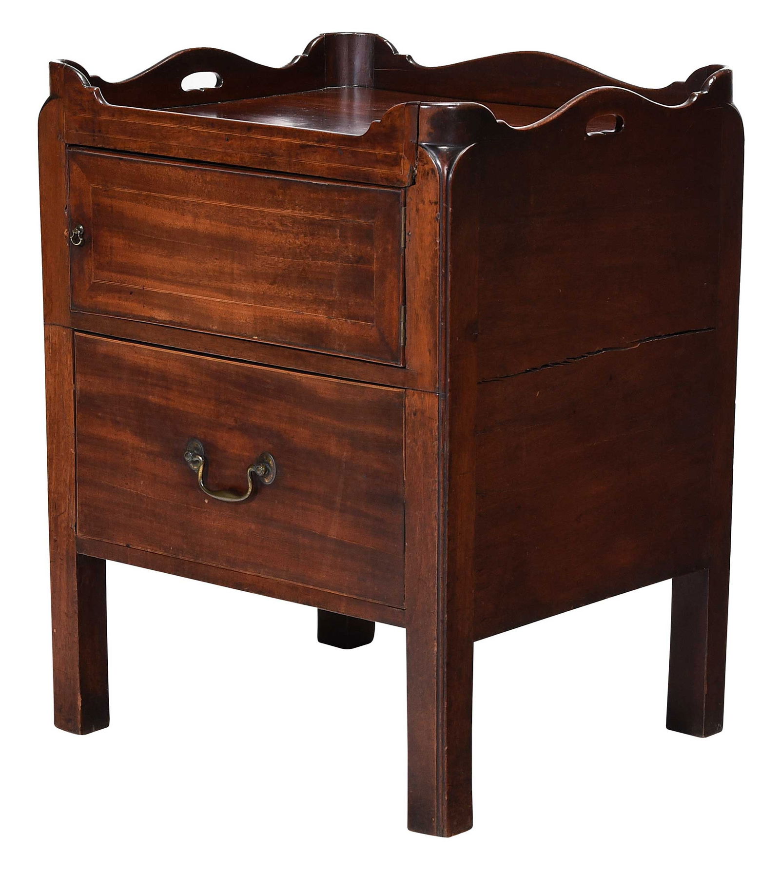 British George III Mahogany Bedside Cupboard, Rich and Mellow Color (1 of 5)