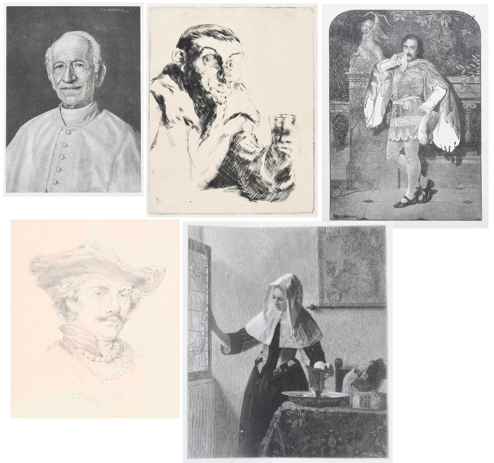 Collection of Twelve Prints: (American, 19th/20th century)Walter Monteith Aikman (American, 1857-1939) Sunset, Bald Mountain, Maine, 1914, inscribed; William James Linton (United States/British, 1812-1897), After William John