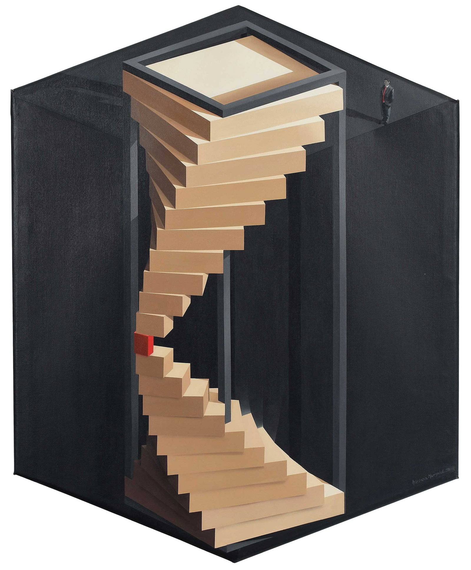 Adriana Margalef: (Argentina, born 1967)Andamio con giro II (Scaffolding with twist II), 2010, signed lower right "Adriana Margalef 10", also signed and dated verso, acrylic on hexagon canvas, 39-1/2 x 31-1/2 x 3/4