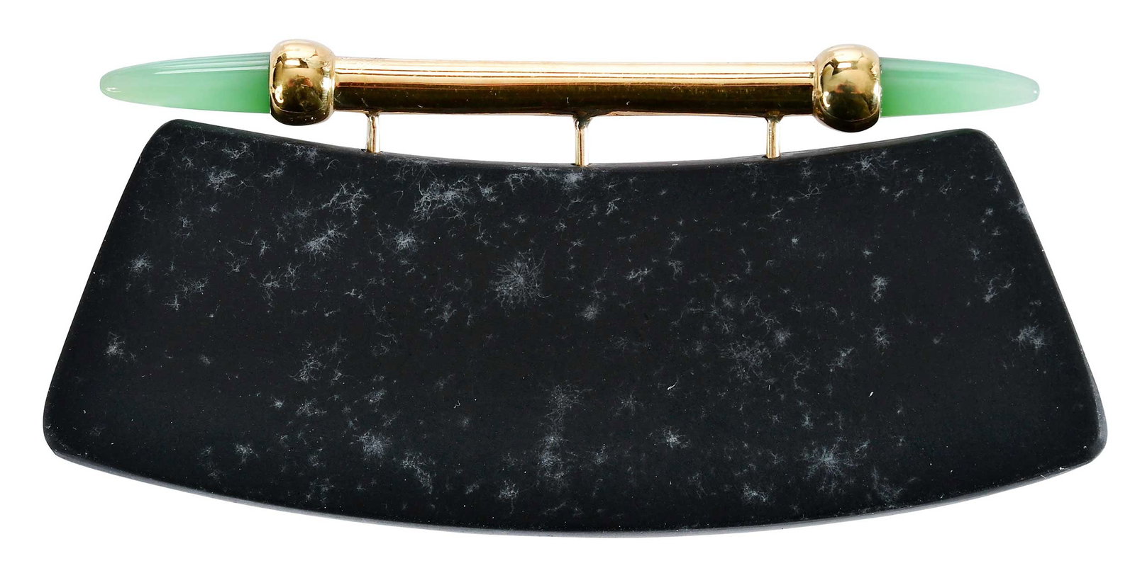 18kt. Vintage Tom Herman Slate and Chrysoprase Brooch (1 of 6)