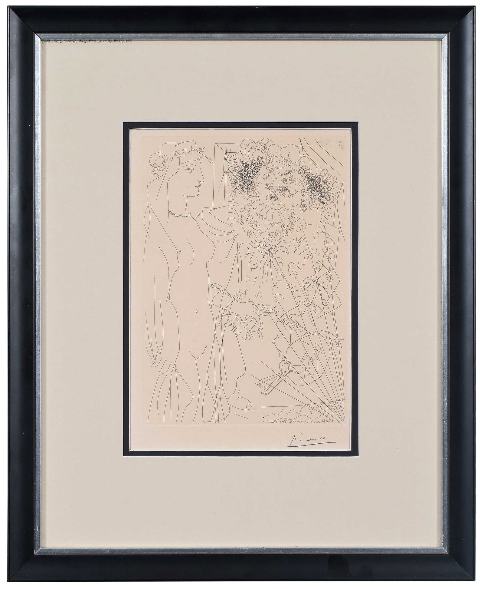 Pablo Picasso, Rembrandt et Femme au Voile: (Spanish, 1881-1973)Pl. 36 from La Suite Vollard (B. 214; Ba. 413), 1934, edition of 260 aside from the edition of 50 with wider margins, signed in pencil lower right "Picasso", Ambroise Vollard,