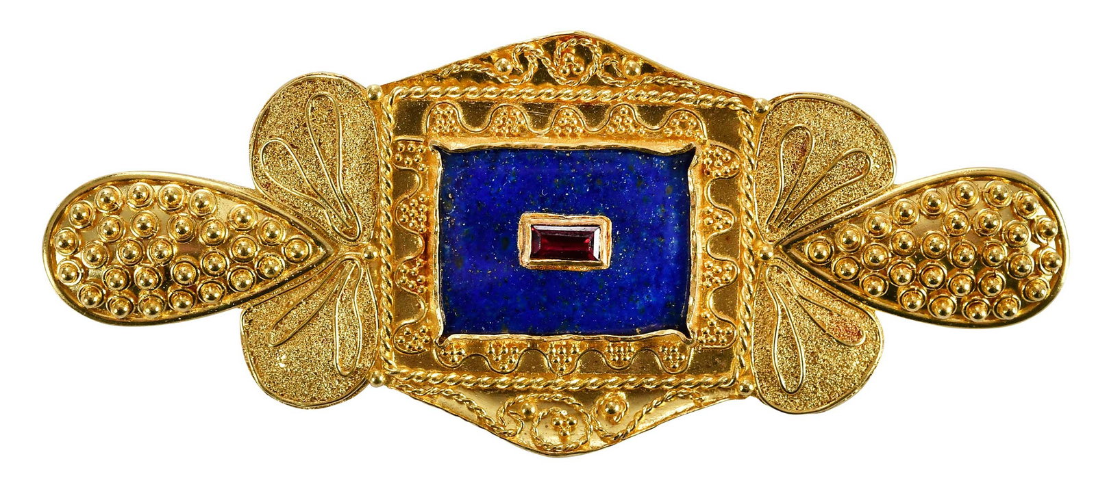 22kt. Lapis Lazuli and Garnet Granulated Brooch (1 of 8)