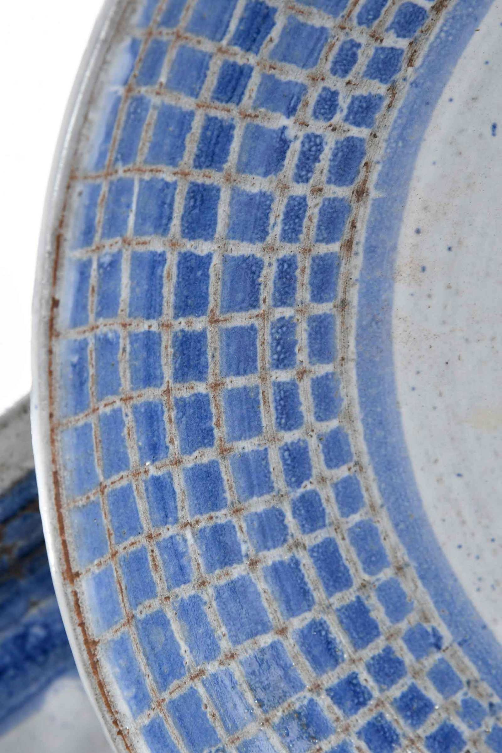 Four Albert Thiry Cobalt Net Pottery Table Objects - 6