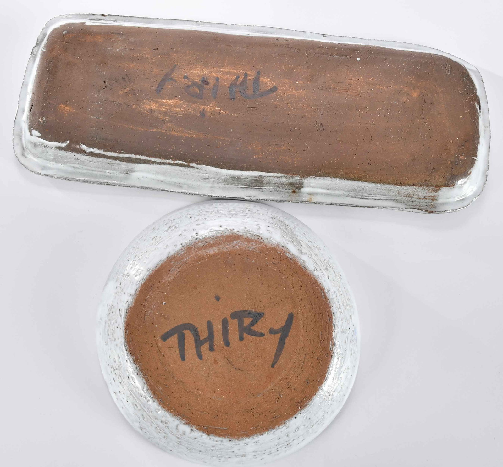 Four Albert Thiry Cobalt Net Pottery Table Objects - 7