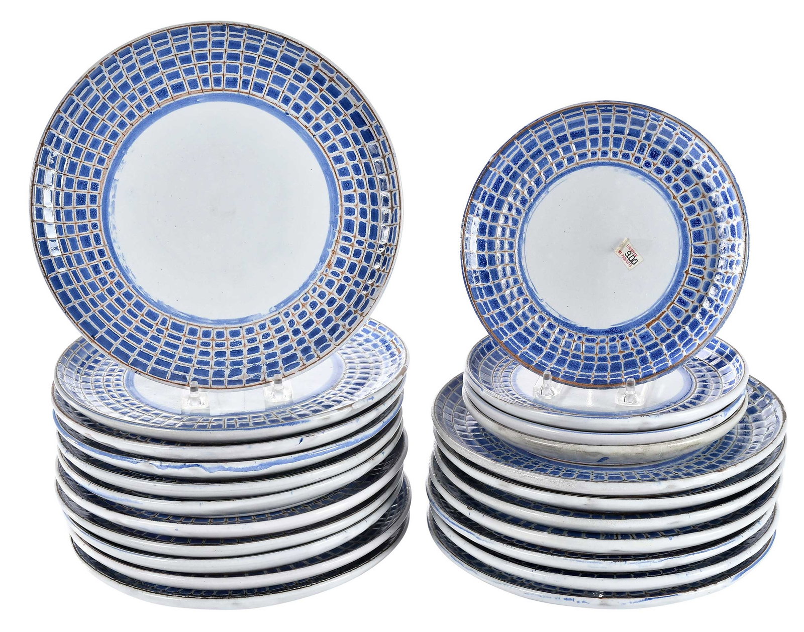 22 Albert Thiry Cobalt Net Pottery Plates: (French, 1923-2009)each signed "Thiry" on base, comprising: four 1 x 7-3/4 x 7-3/4 in.; eighteen 1 x 9-3/4 x 9-3/4 in.Provenance: Private Collection