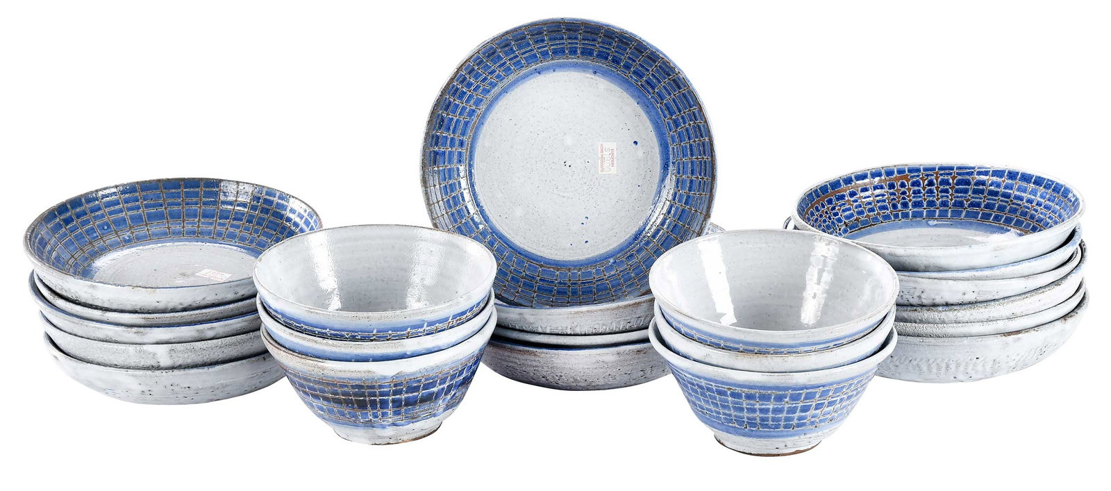 21 Albert Thiry Cobalt Net Pottery Bowls: (French, 1923-2009)each signed "Thiry" on base, comprising: six 2-7/8 x 5-7/8 x 5-7/8 in.; fifteen 1-3/4 x 7-5/8 x 7-5/8 in.Provenance: Private Collection