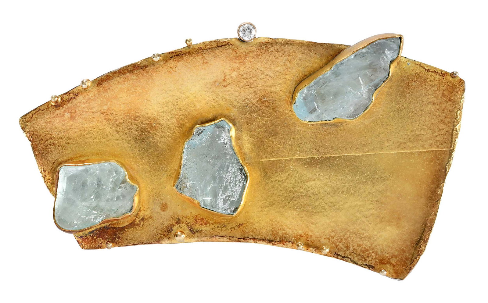 Sterling and 22kt. Sydney Lynch Organic Shaped Aquamarine Brooch (1 of 5)