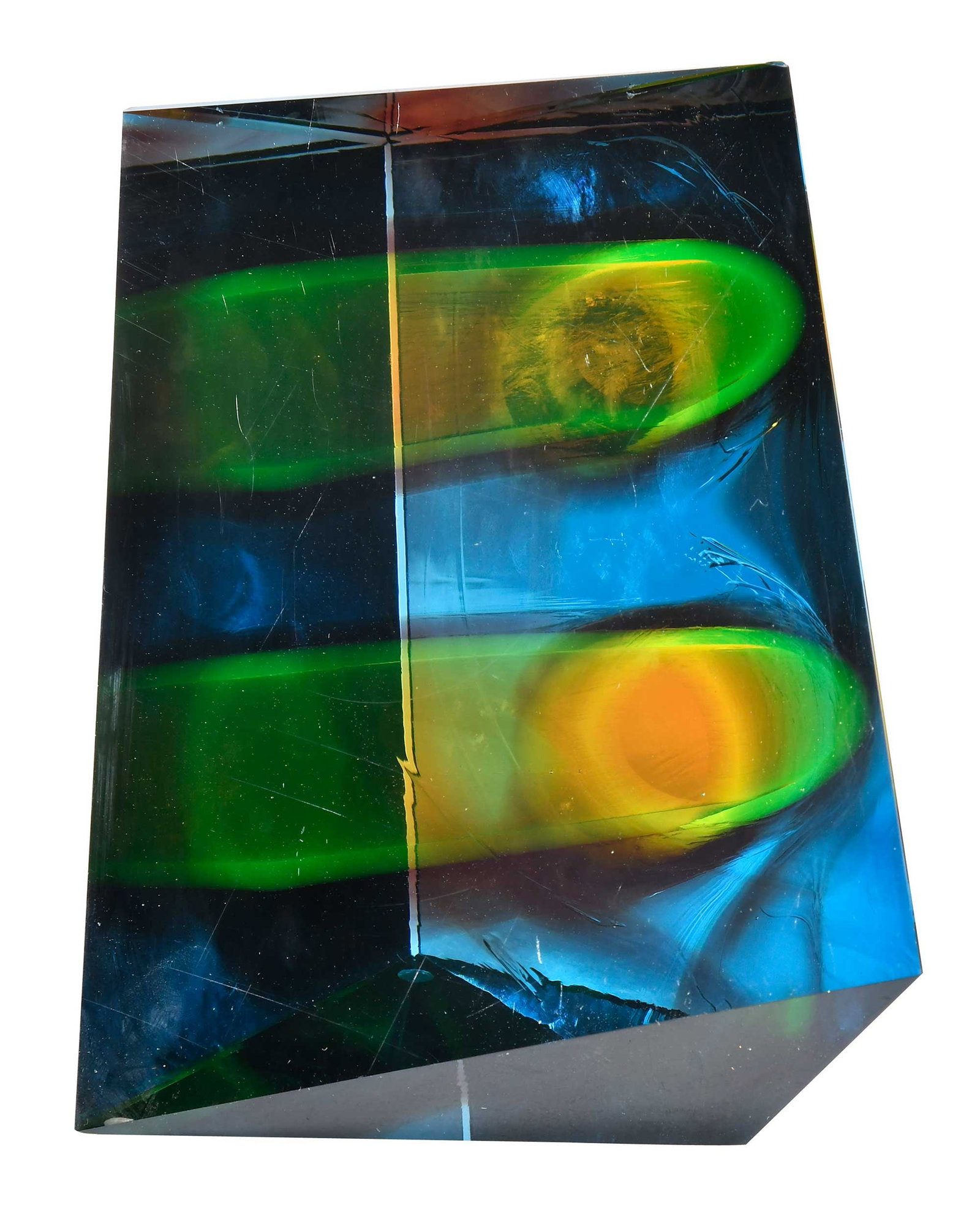 Mark C. Peiser: (Penland, North Carolina, born 1938)Untitled, 1985, possibly from the Planet series, signed and numbered underside "PEISER.15269.85.", compound cast glass cut and hand-polished with angular bevels in