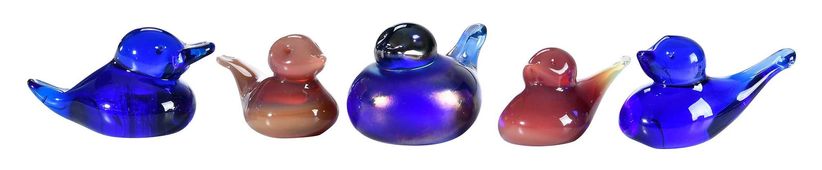 Five Dominick Labino Art Glass Duck Form Paperweights (1 of 7)
