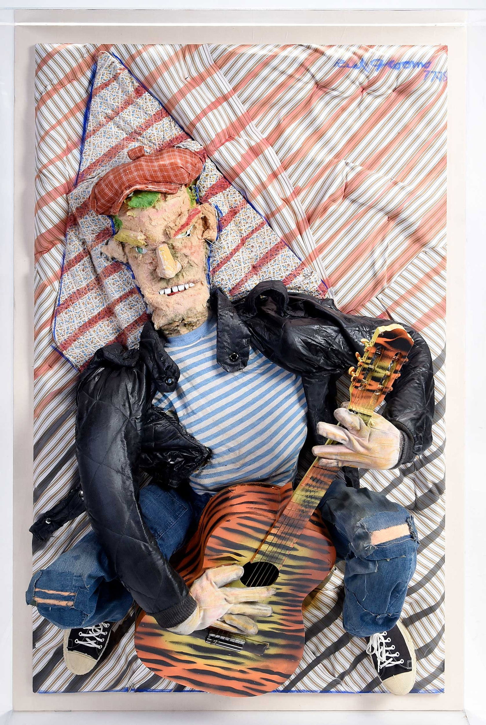 Red (Charles Rogers) Grooms: (New York/Tennessee, born 1937) Rock-N-Roll Softie, 1977-1978, signed upper right "Red Grooms 77-78", assembled found objects with paint, with artist designed acrylic case, 65-5/8 x 41-3/8 x 18-1/4 in