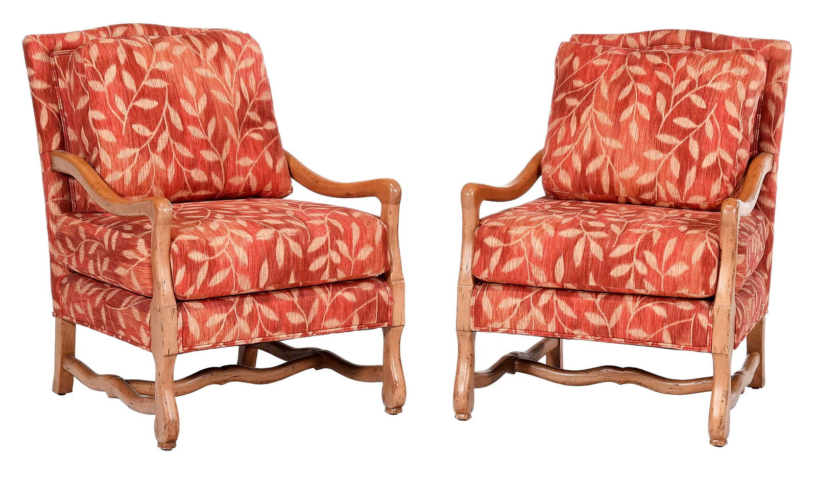 Pair of Contemporary Designer Louis XIII Style Open Armchairs (1 of 7)