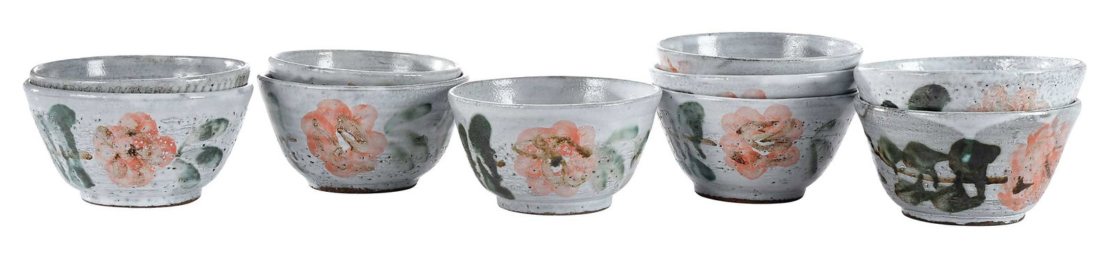 Ten Albert Thiry Pink Wild Rose Pottery Bowls (1 of 5)