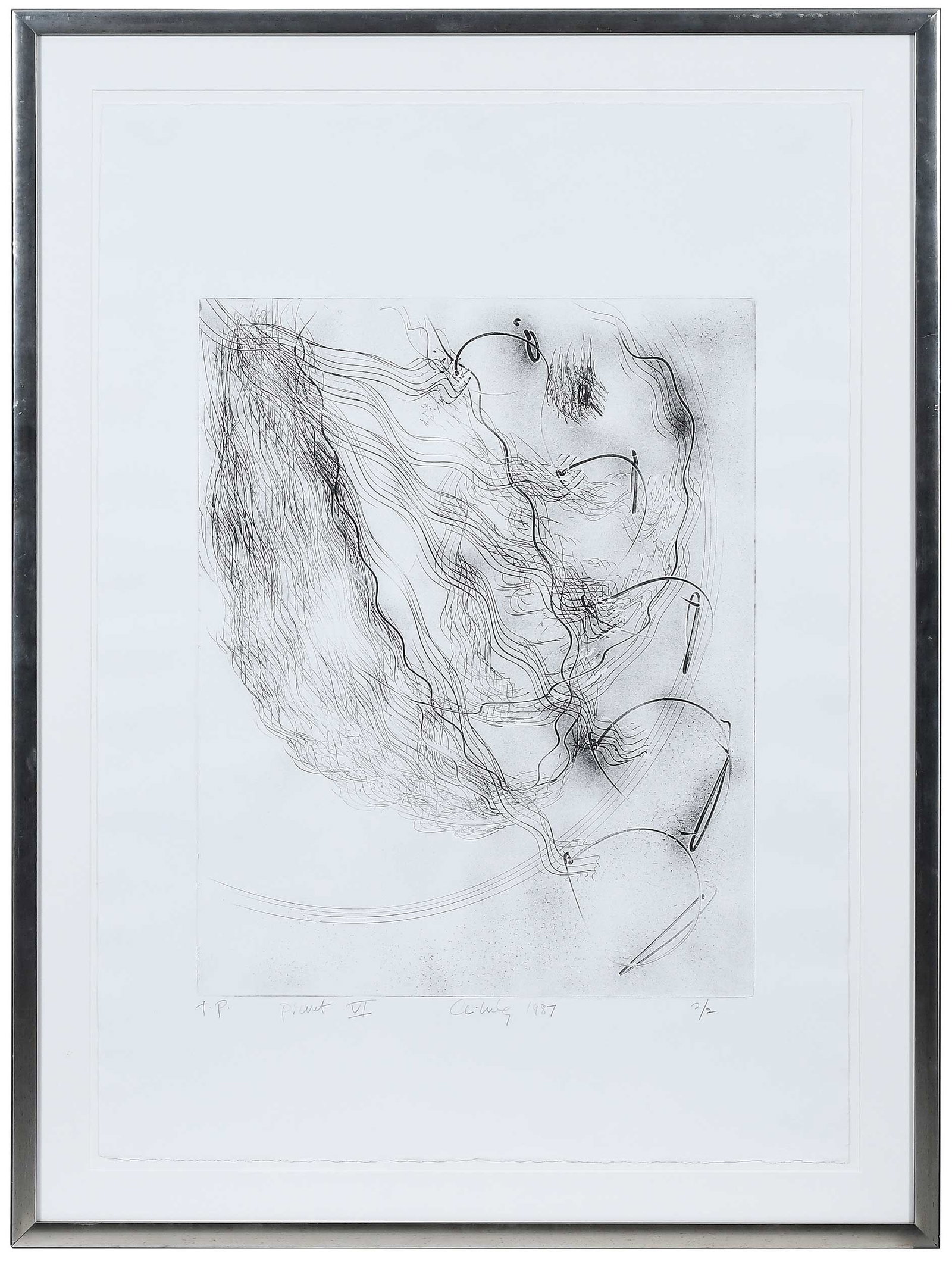 Dale Chihuly Print: (Washington, born 1941)Print VI, trial proof edition 2/2, 1987, signed and inscribed in pencil lower margin "T.P. Print VI Chihuly 1987 2/2", vitreograph on paper, plate 28 x 22 in.; sheet 42 x