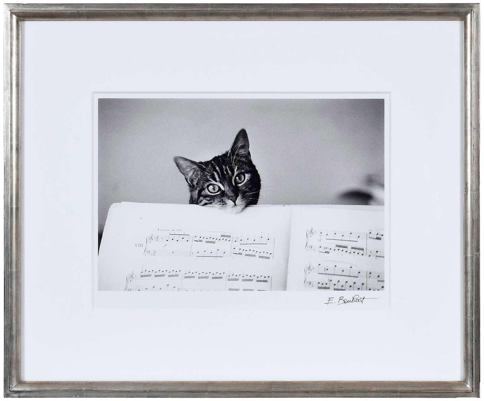 Edouard Boubat: (French, 1923-1999)Partition, Paris, 1982, signed in margin lower right "E. Boubat", gelatin silver print, image 9-3/4 x 14-3/4 in.; fine silver finished wood frame, 20-1/2 x 24-3/4 in.Provenance: