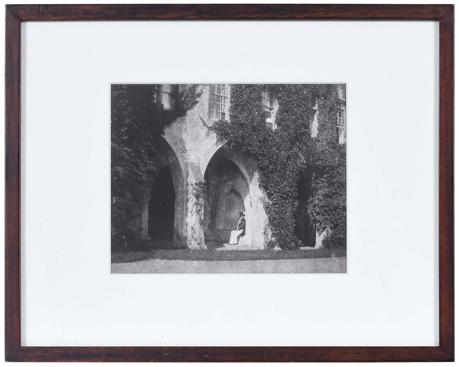 William Henry Fox Talbot: (British, 1800-1877) Seated Figure in the Cloisters, Lacock Abbey, image 1843-1844, printed by the Royal Photographic Society, London, England, for the Sunday Times Historic Print Edition in 1989 (lab