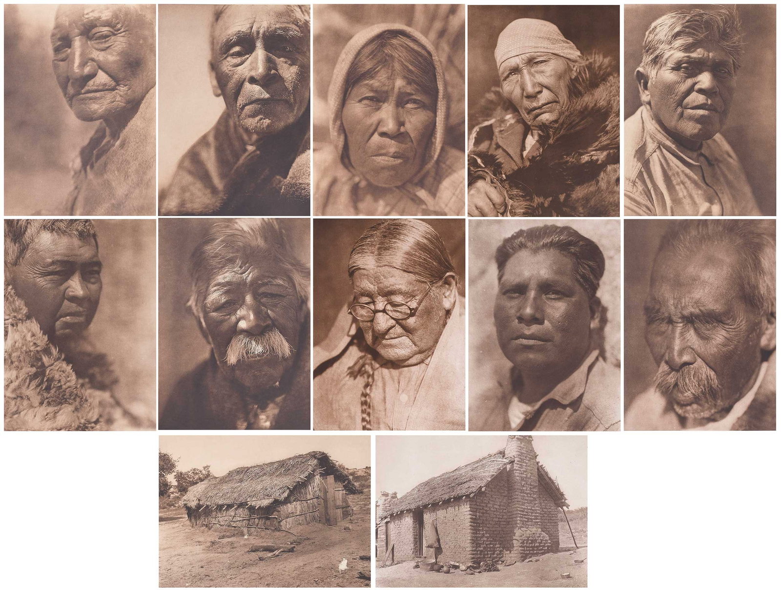 after Edward S. Curtis: Provenance: Private Collection American (1868-1952) Twelve portfolio photogravures, (see note for specific titles), on van gelder paper and japanese vellum, sheet, 22 x 17-3/4 in.; unframed and unmoun