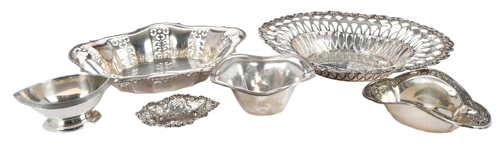 Six Sterling Oval Bowls (1 of 5)