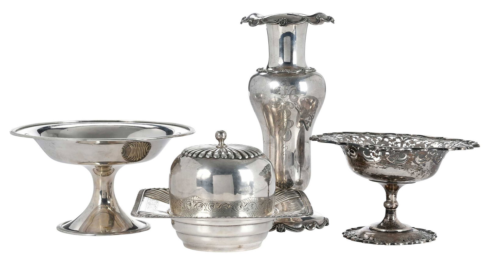 Four Sterling and English Silver Table Items (1 of 8)